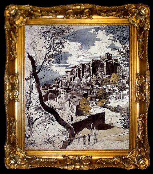 framed  Franz Horny View of Olevano, ta009-2